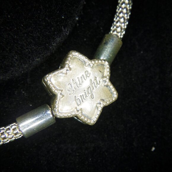 PANDORA Sterling Silver SHINE BRIGHT SNOWFLAKE Mesh Bangle Bracelet STAR NWB - Picture 7 of 9